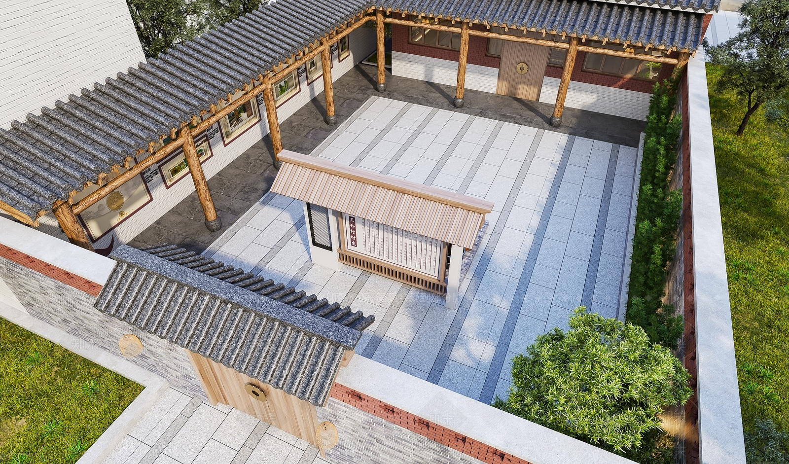 中式村史馆院落3D模型下载【ID:1140571176】_知末3d模型网