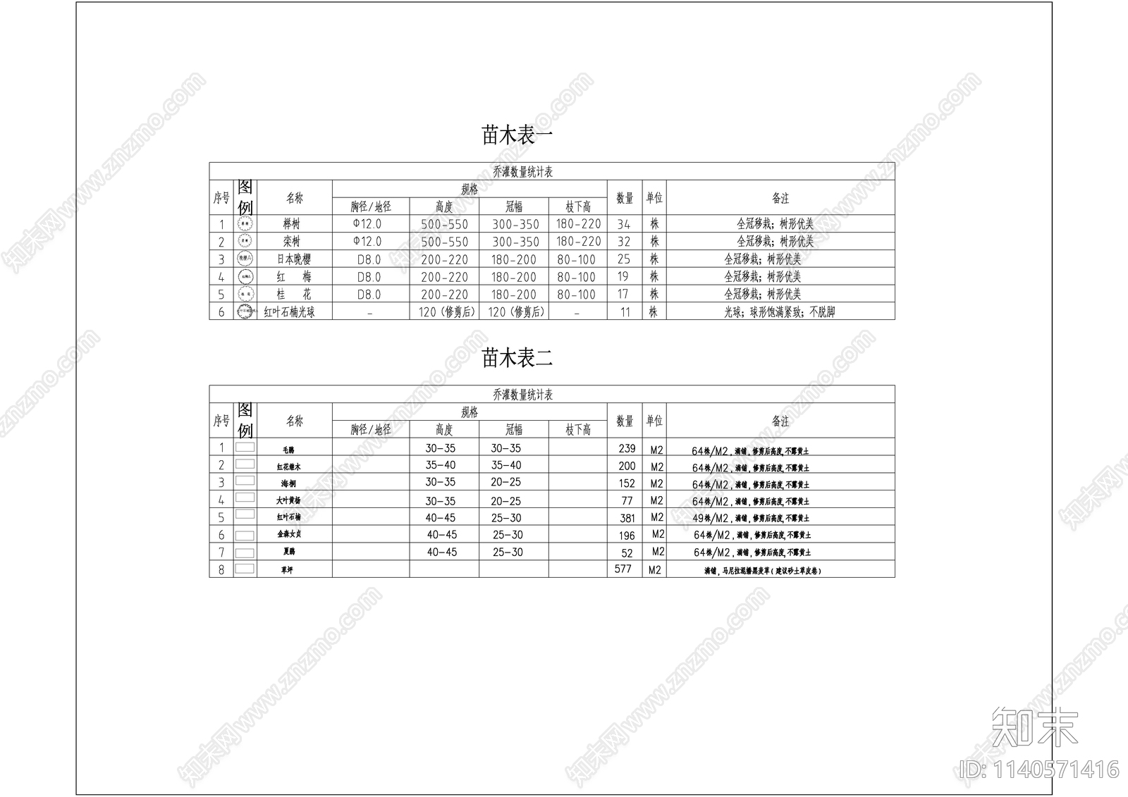 停车场绿化cad施工图下载【ID:1140571416】