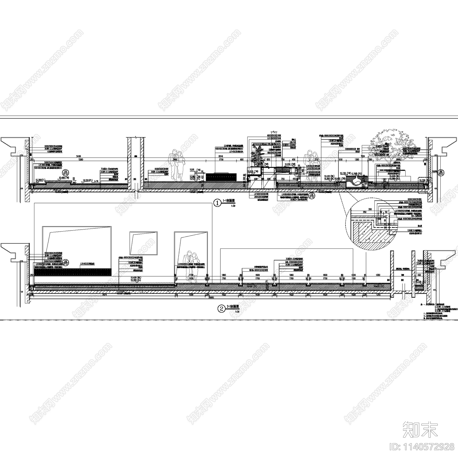 现代新中式屋顶花园景观全套cad施工图下载【ID:1140572928】
