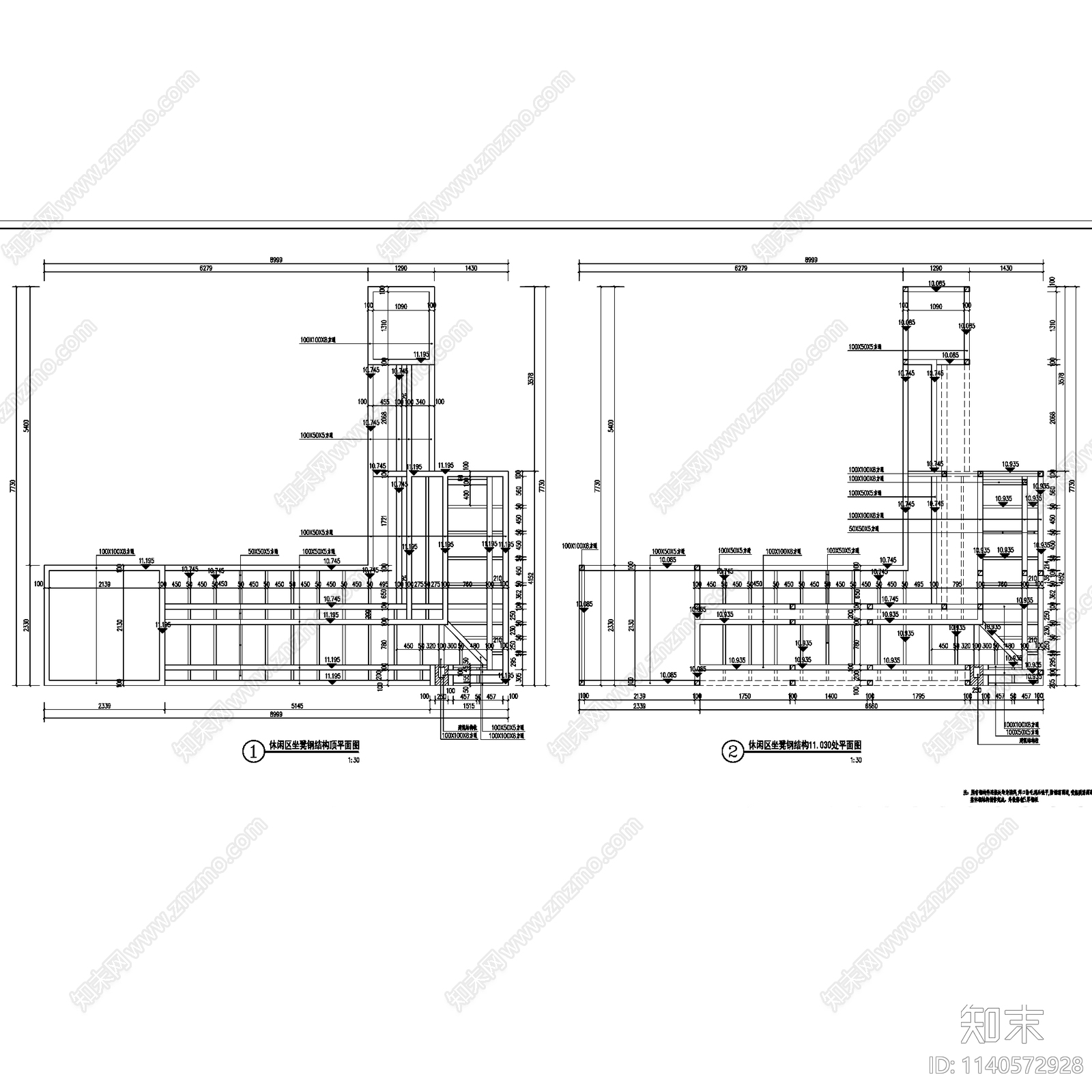 现代新中式屋顶花园景观全套cad施工图下载【ID:1140572928】