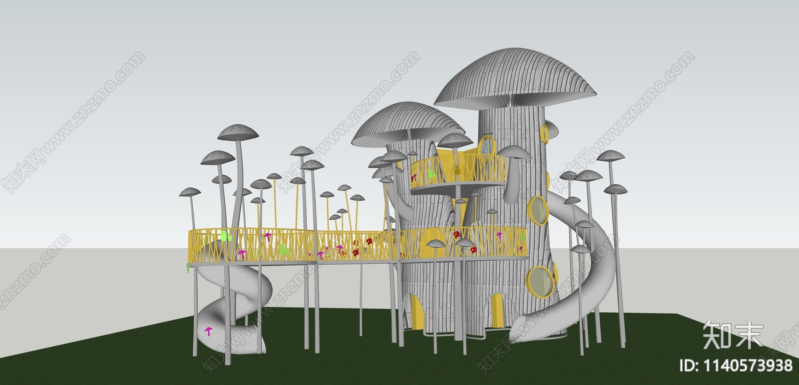 蘑菇主题儿童滑梯SU模型下载【ID:1140573938】