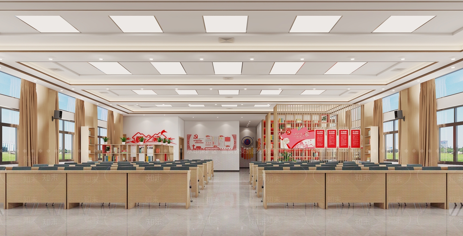 现代党建会议室3D模型下载【ID:1140575257】