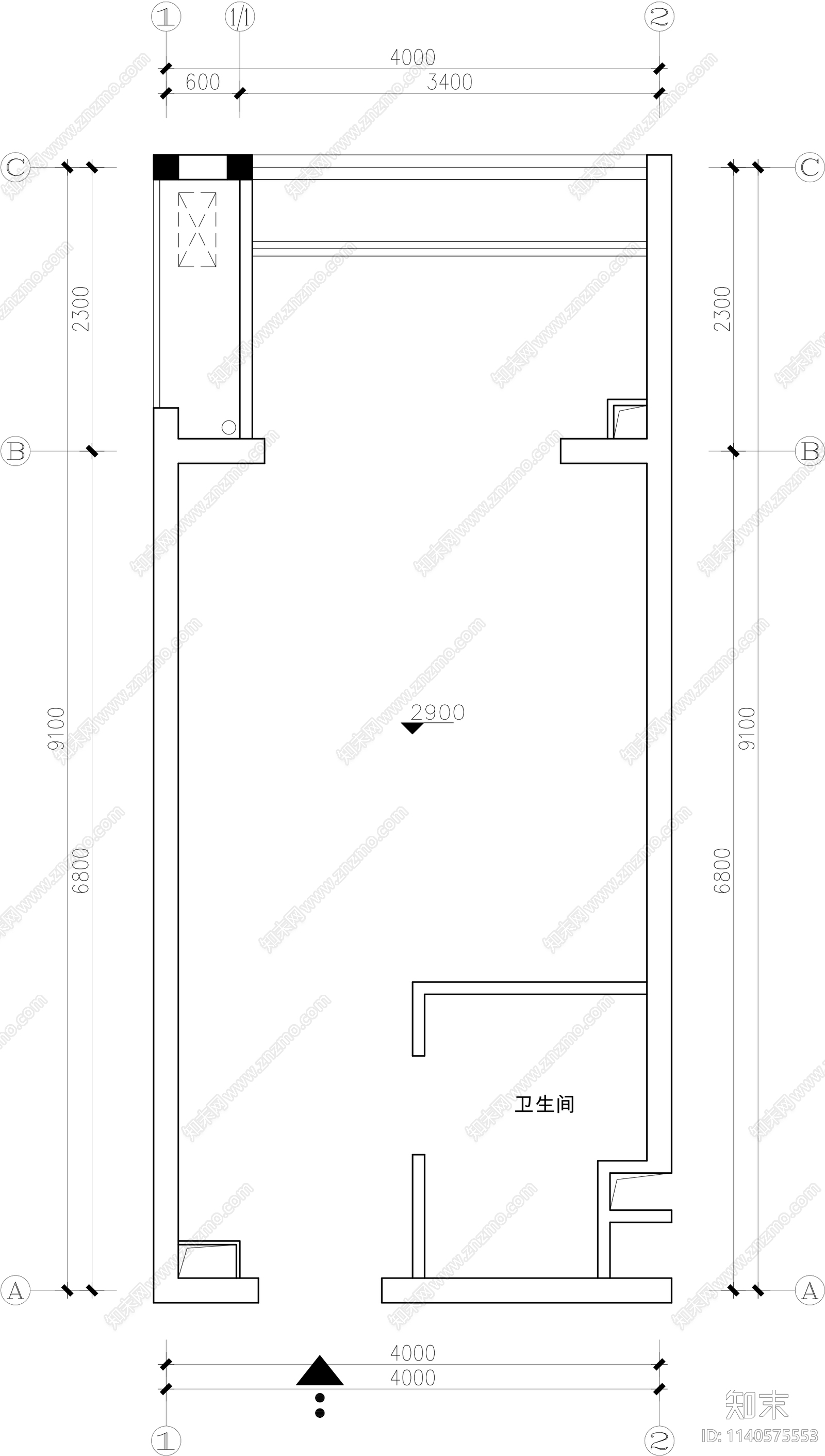 平层家装平面图cad施工图下载【ID:1140575553】