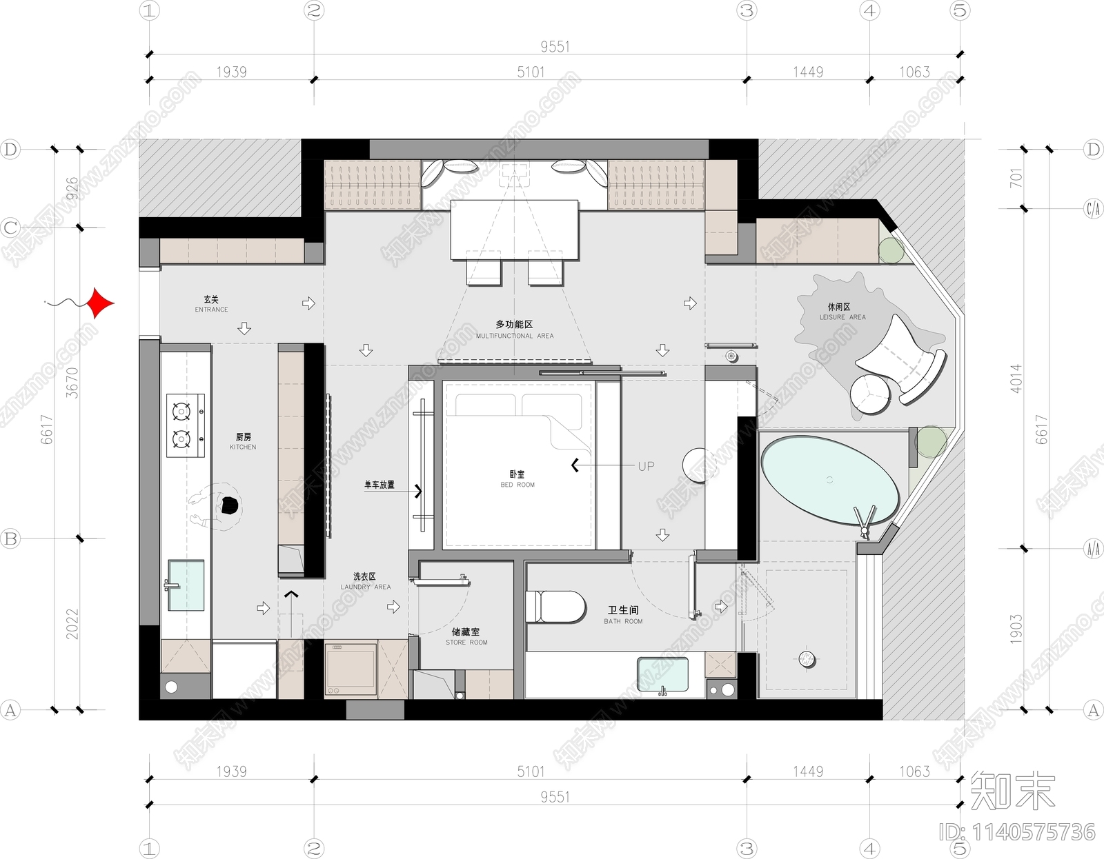 平层家装平面布置图施工图下载【ID:1140575736】