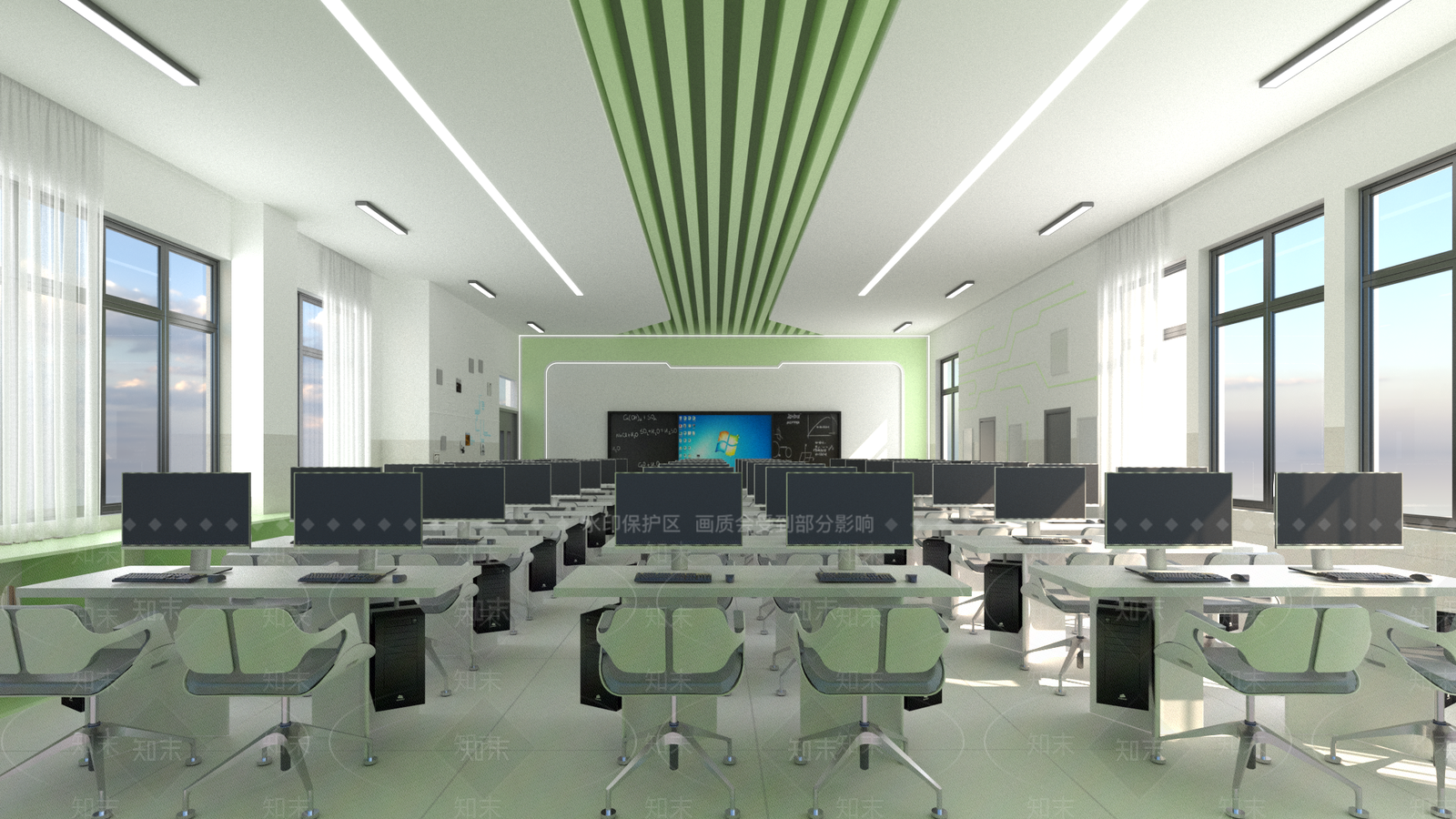 现代学校电脑教室SU模型下载【ID:1140579511】