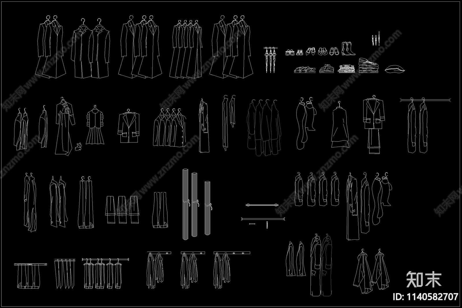 衣服鞋帽软装服饰摆件施工图下载【ID:1140582707】