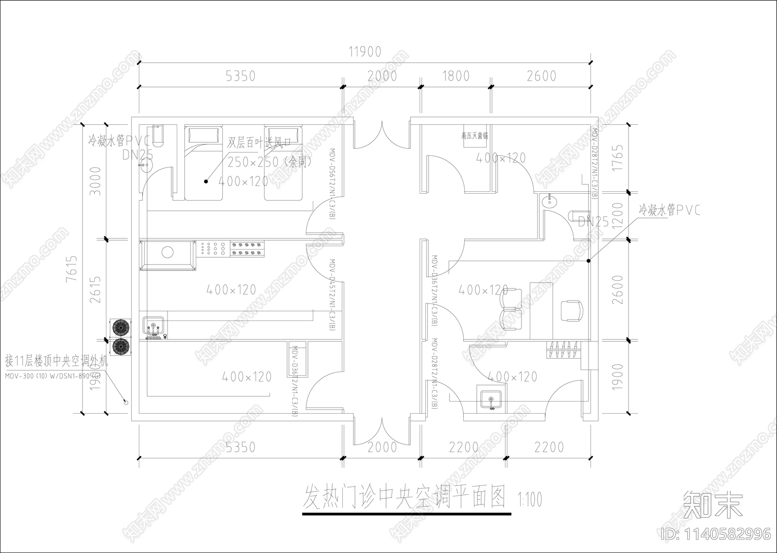 某医院发热门诊cad施工图下载【ID:1140582996】