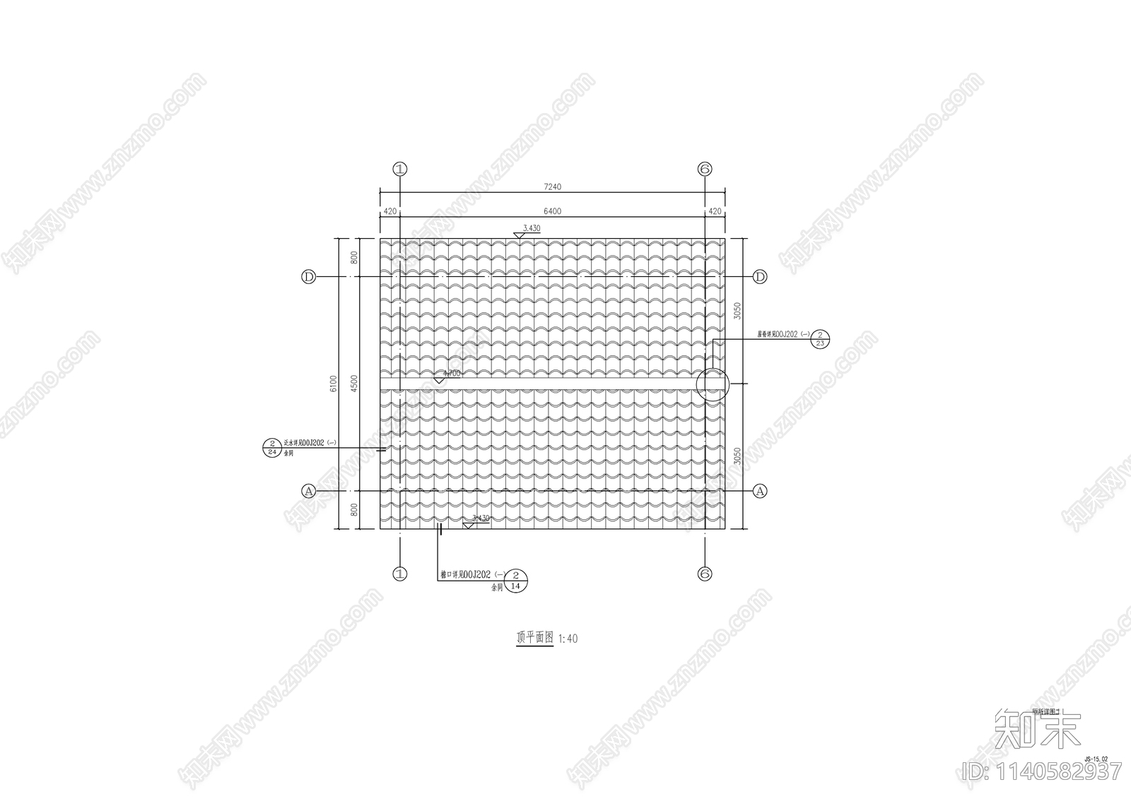 新中式公园厕所建筑cad施工图下载【ID:1140582937】