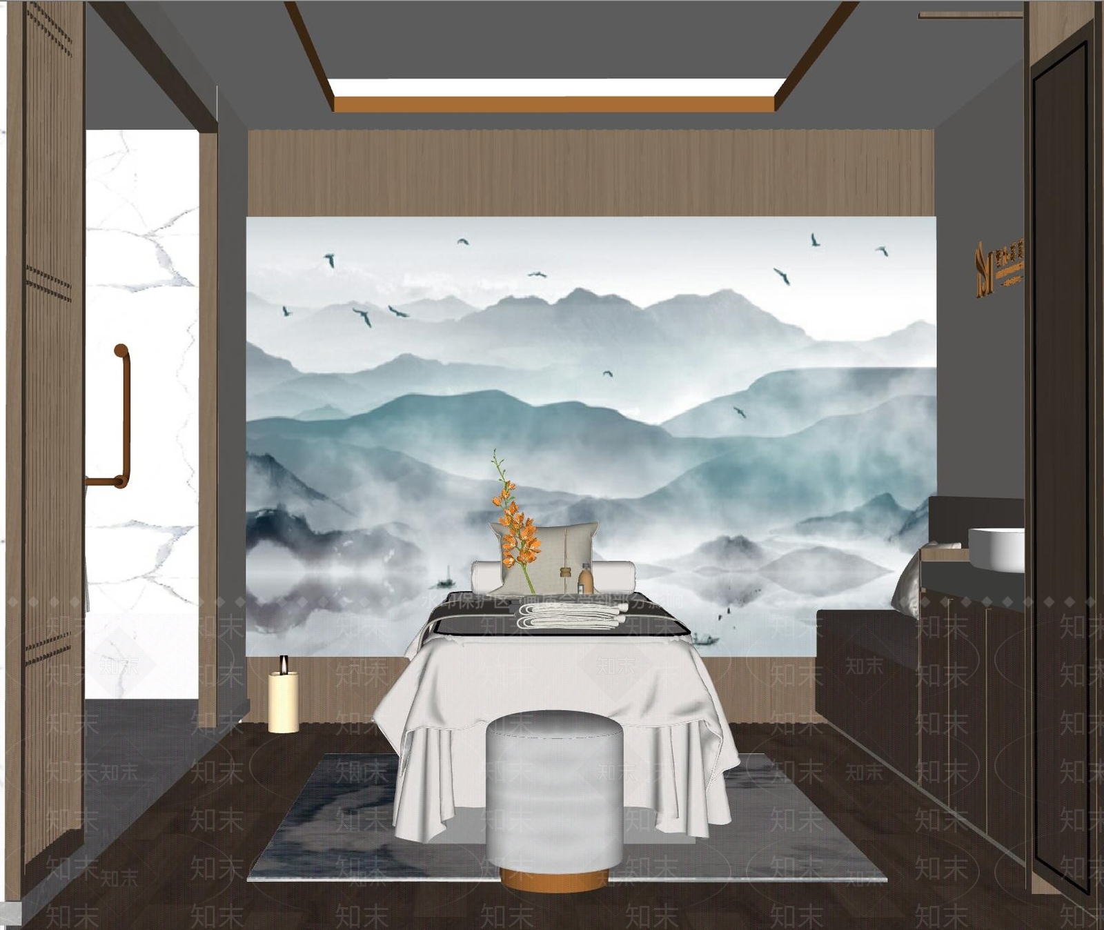 新中式SPA会所SU模型下载【ID:1140584846】