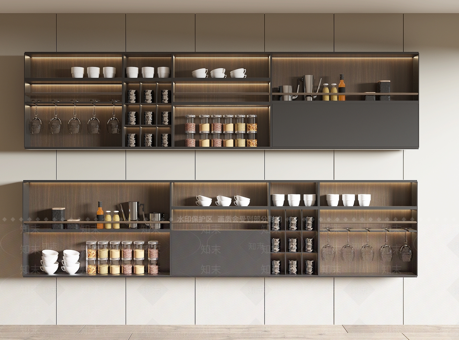 现代厨房用品置物架3D模型下载【ID:1140590089】