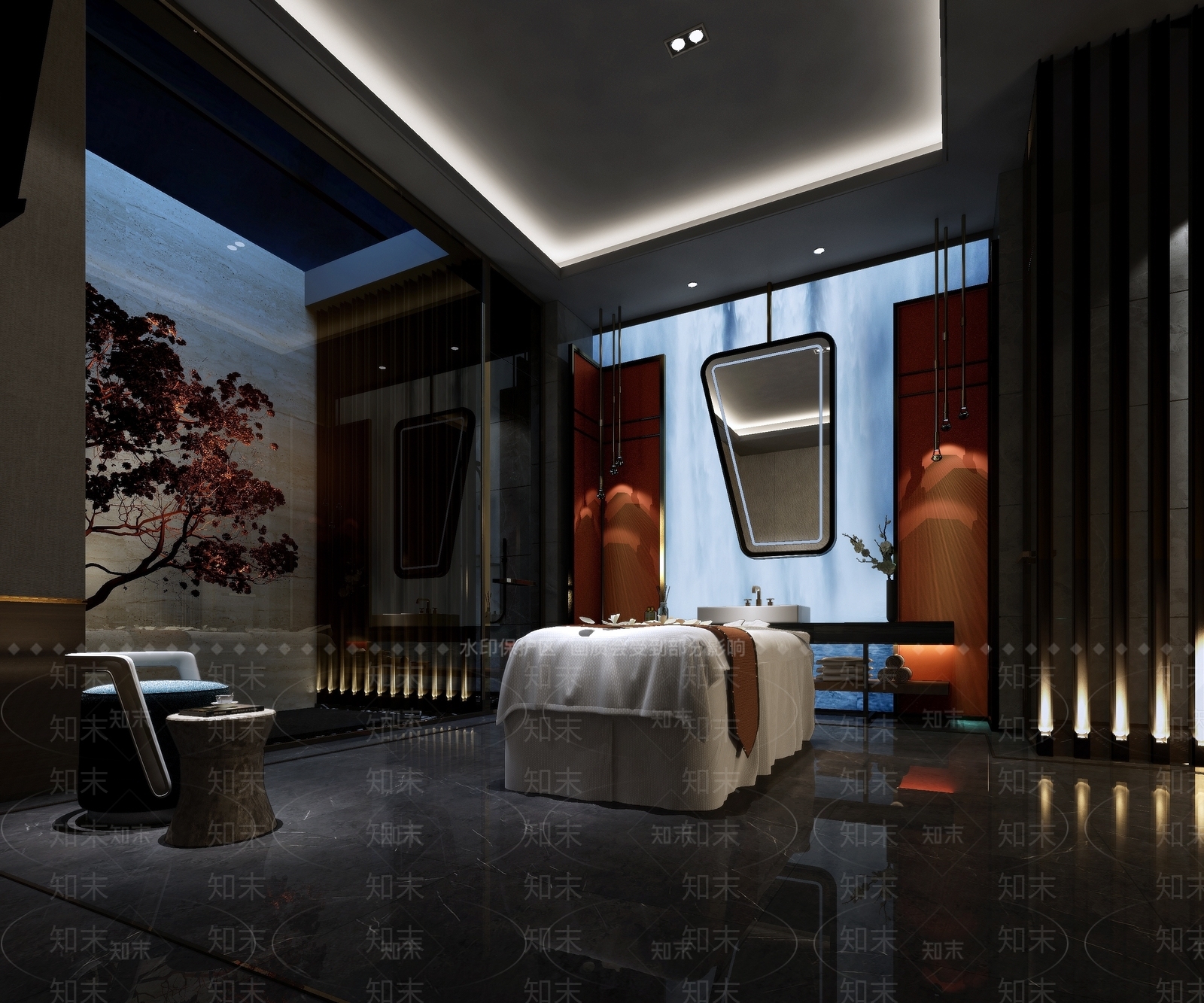 新中式SPA房3D模型下载【ID:1140595687】