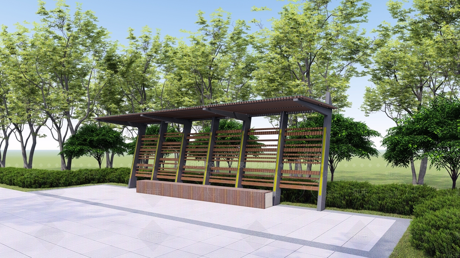 现代廊架SU模型下载【ID:1140597113】