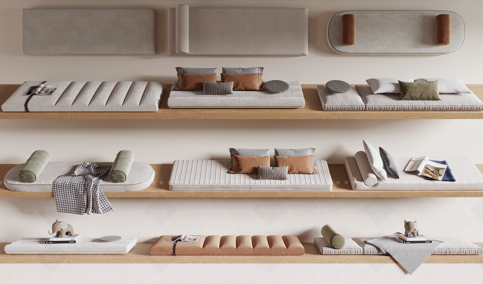 现代飘窗坐垫3D模型下载【ID:1140599165】