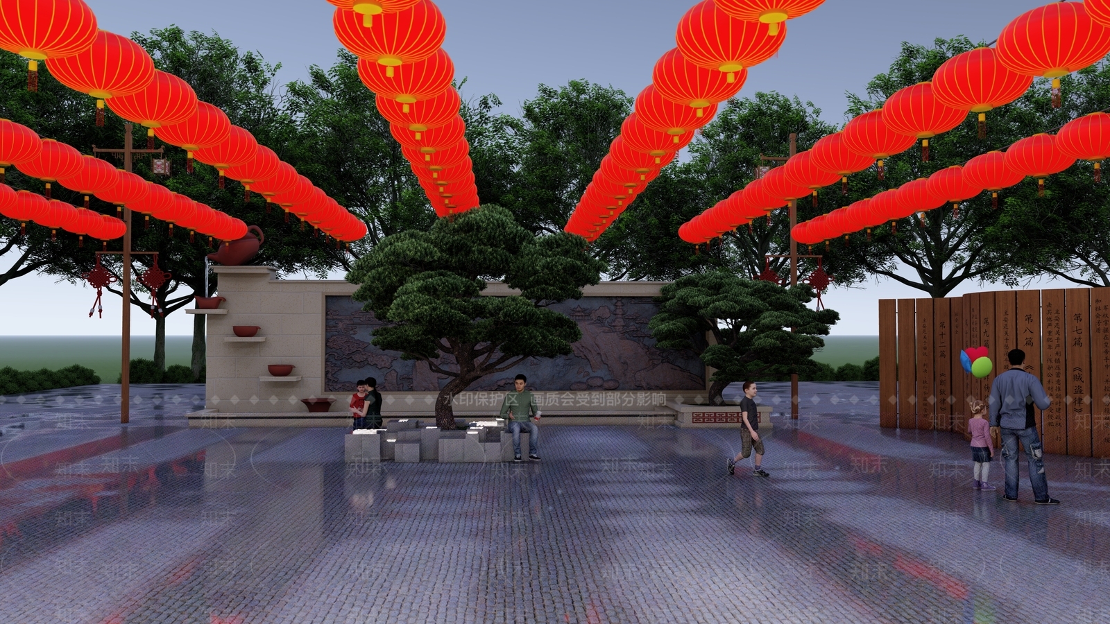 现代广场景观SU模型下载【ID:1140599251】