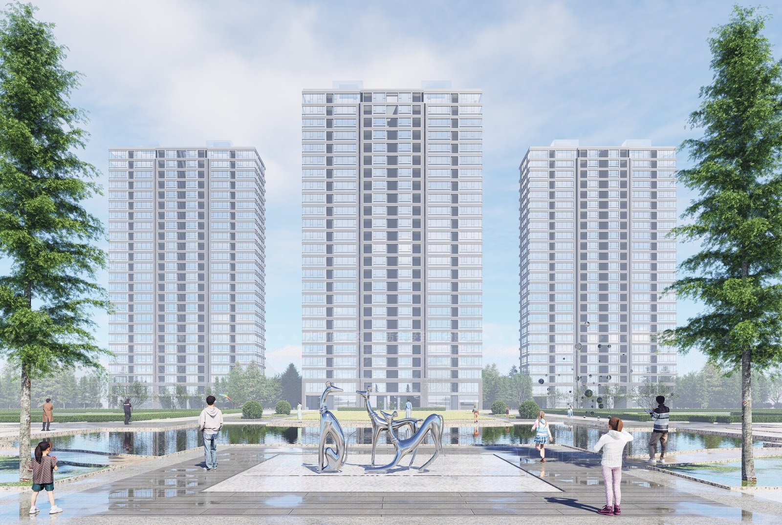 现代高层住宅SU模型下载【ID:1140599347】
