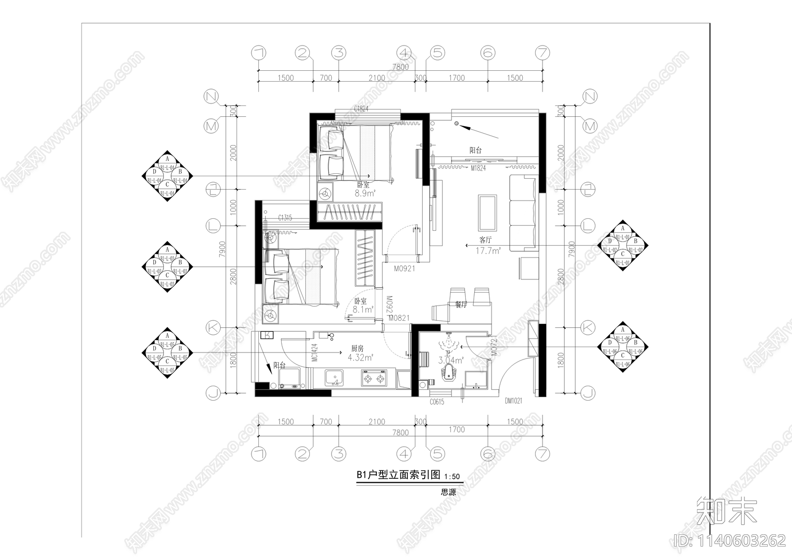 土思源公租房配建公寓室内装饰装修工程cad施工图下载【ID:1140603262】