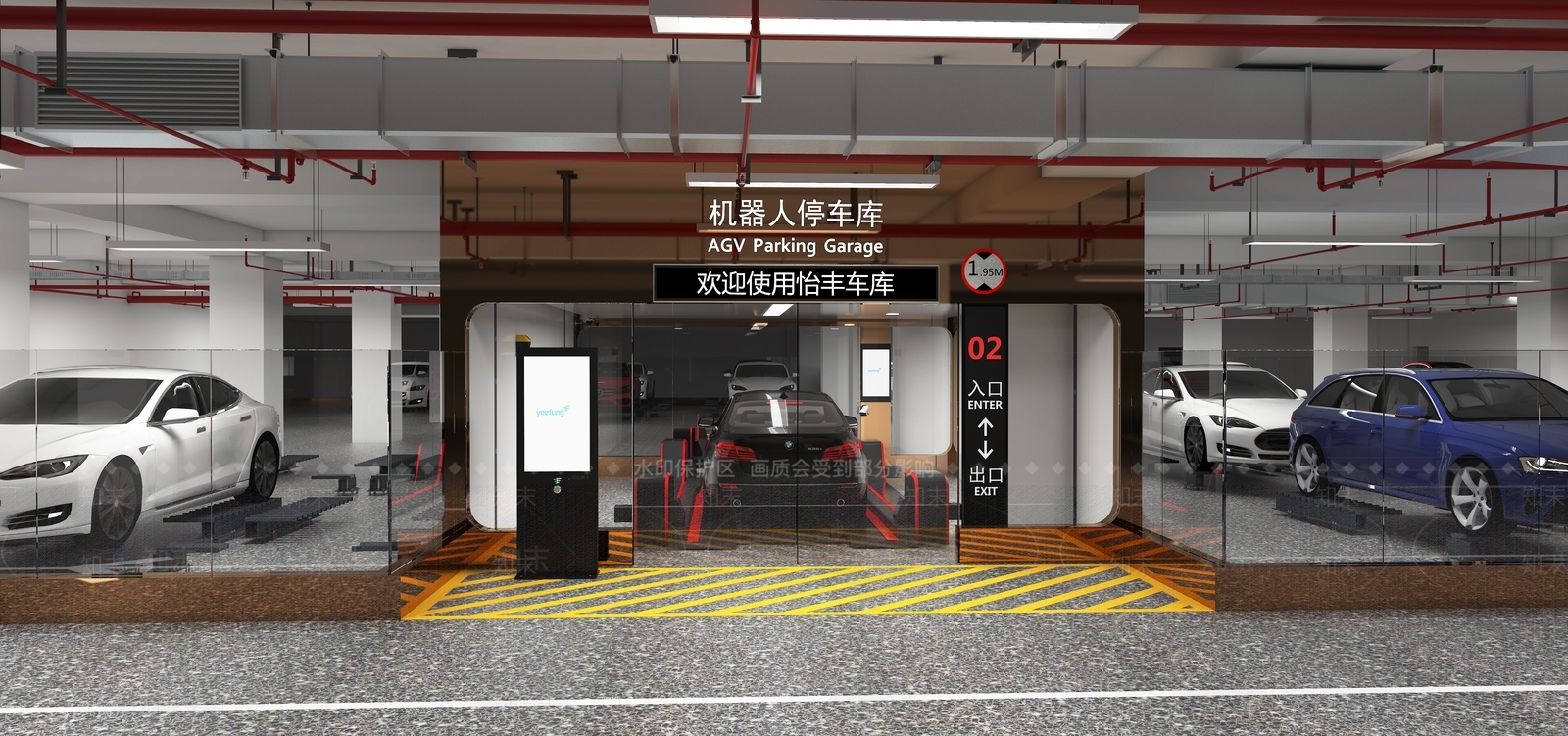 现代地下停车场SU模型下载【ID:1140607187】
