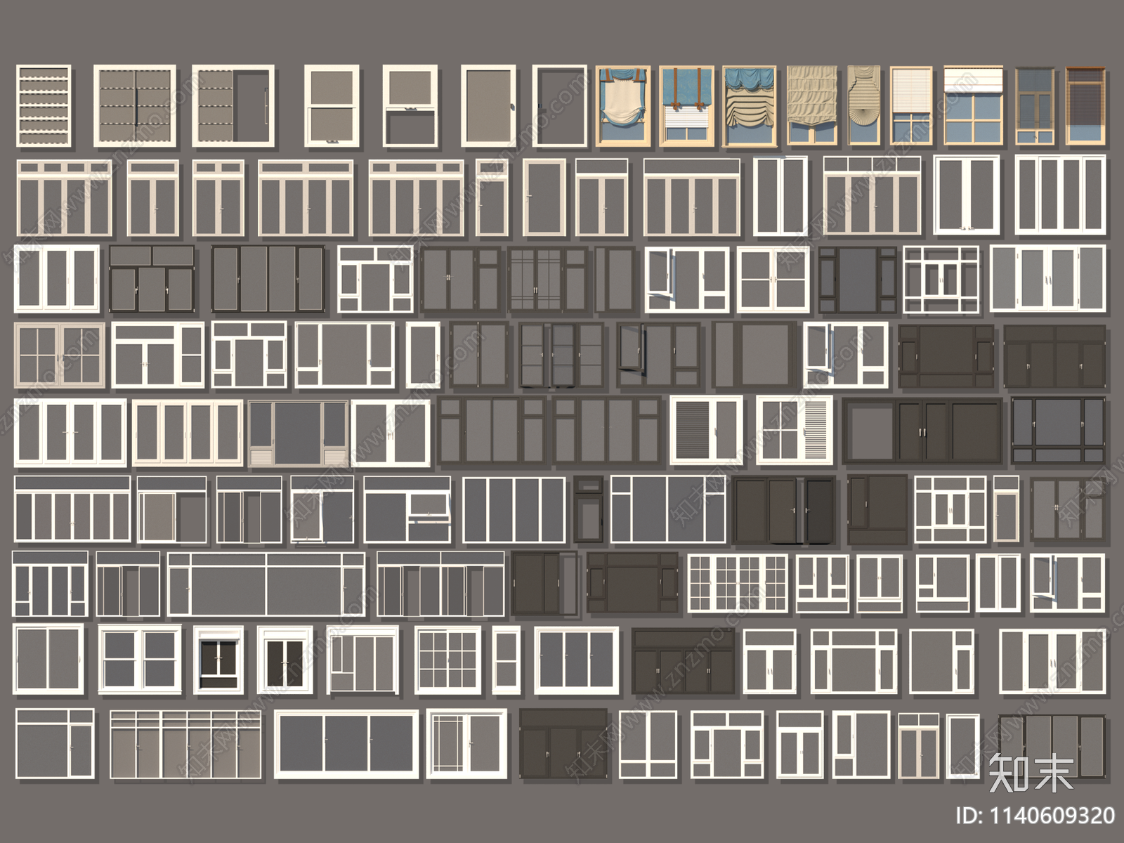 现代玻璃窗户组合SU模型下载【ID:1140609320】