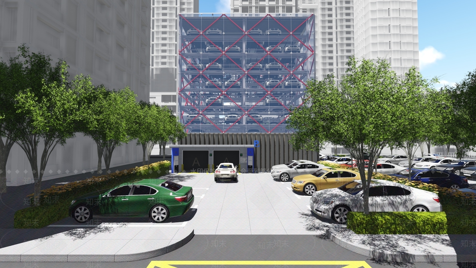 现代立体停车场SU模型下载【ID:1140611240】