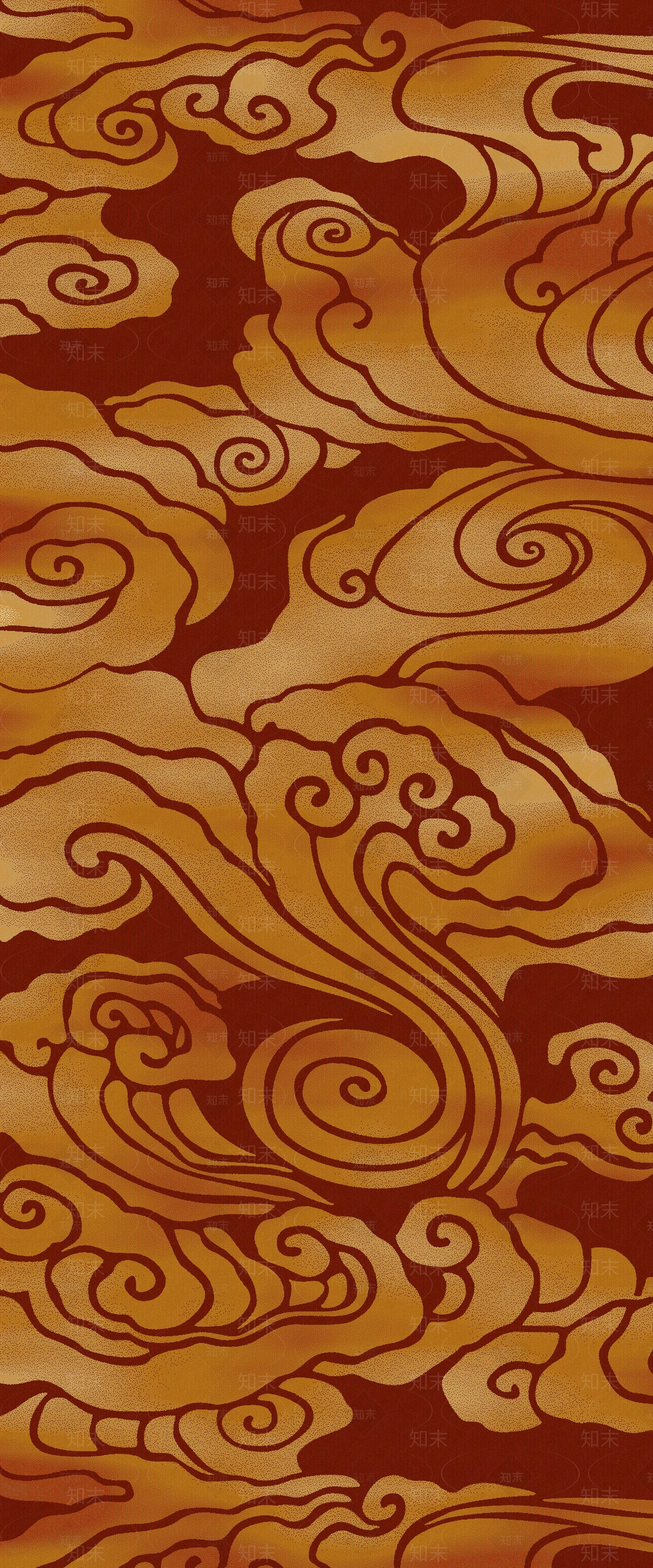 中式橙红色祥云地毯贴图下载【ID:1140611773】
