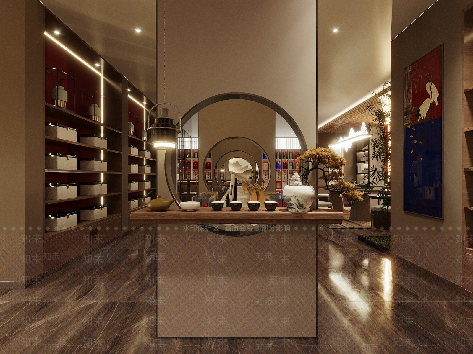 新中式茶叶店3D模型下载【ID:1140612384】