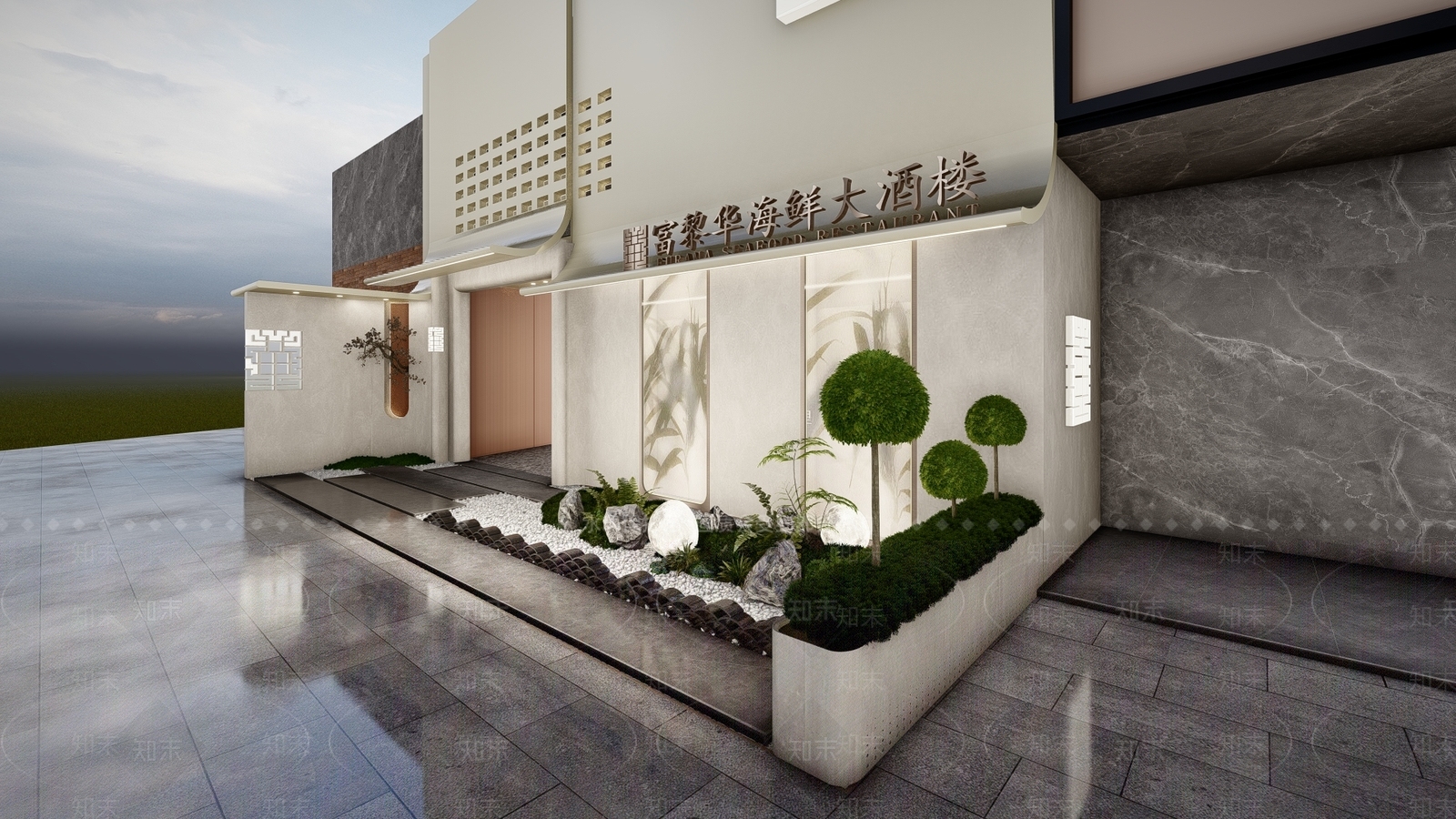 现代酒店门头门面SU模型下载【ID:1140617761】_知末su模型网