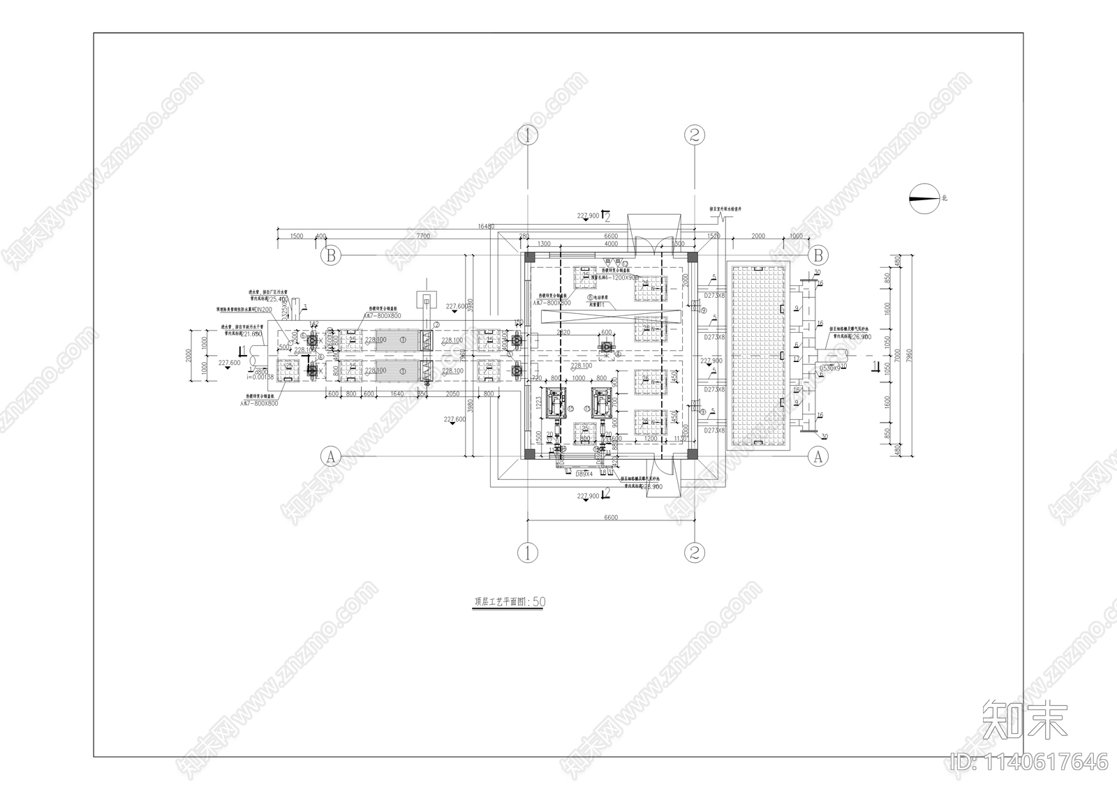 九龙园区污水处理厂建筑cad施工图下载【ID:1140617646】