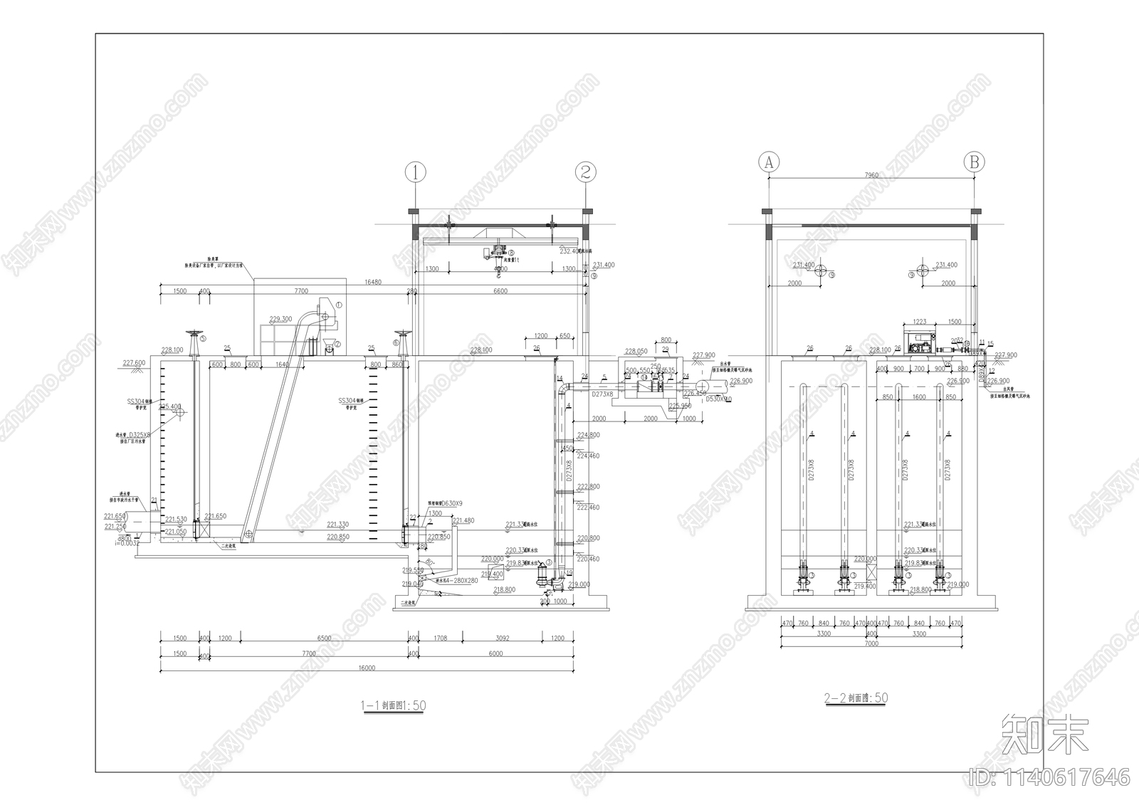 九龙园区污水处理厂建筑cad施工图下载【ID:1140617646】