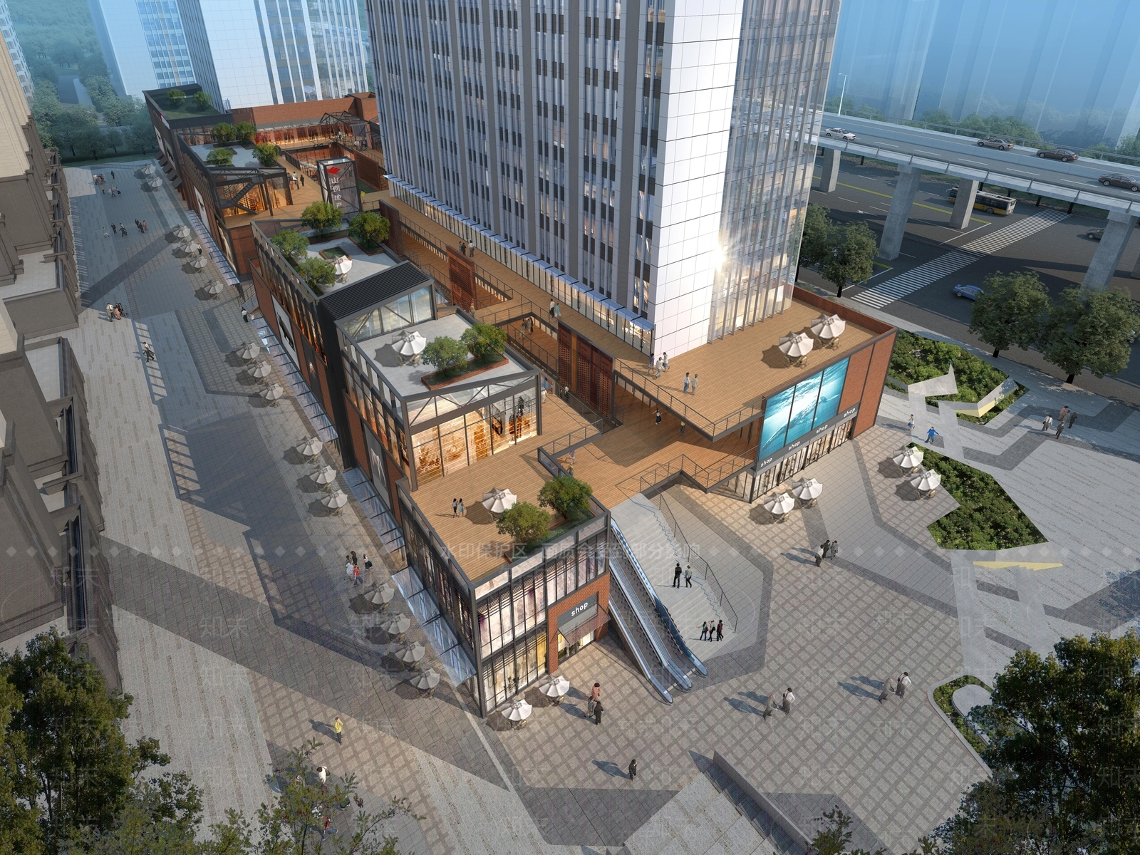 工业红砖多层沿街商业街SU模型下载【ID:1140620872】