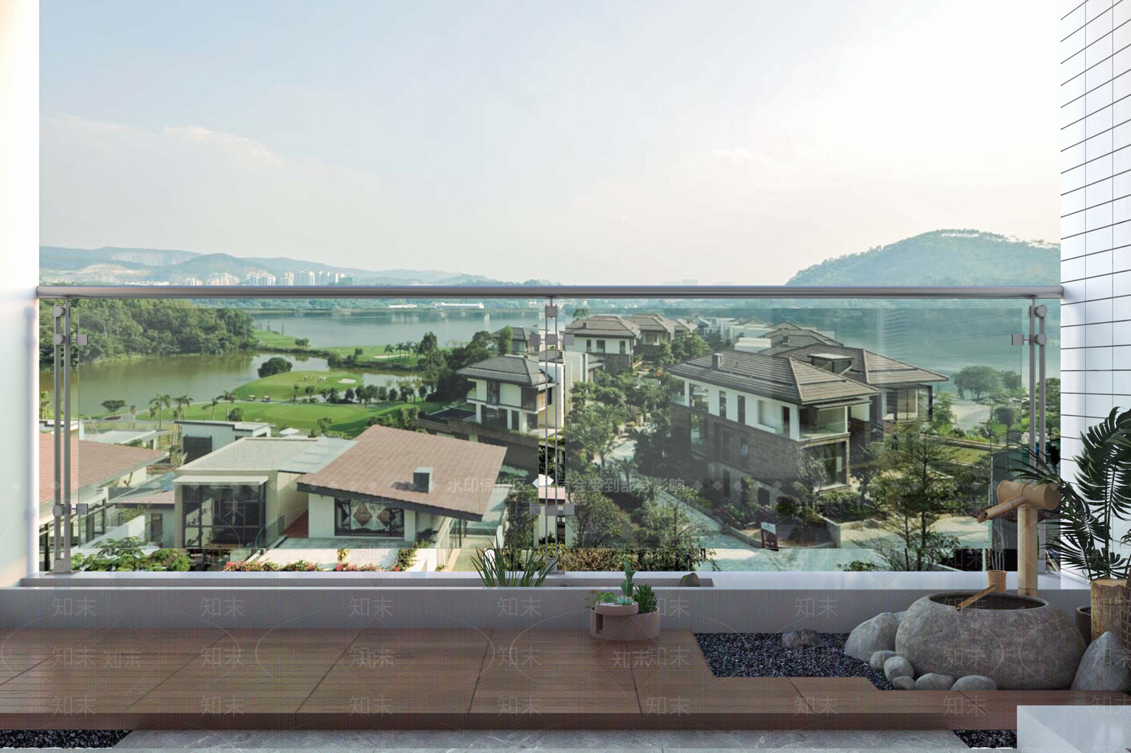 现代阳台玻璃栏杆3D模型下载【ID:1140620415】