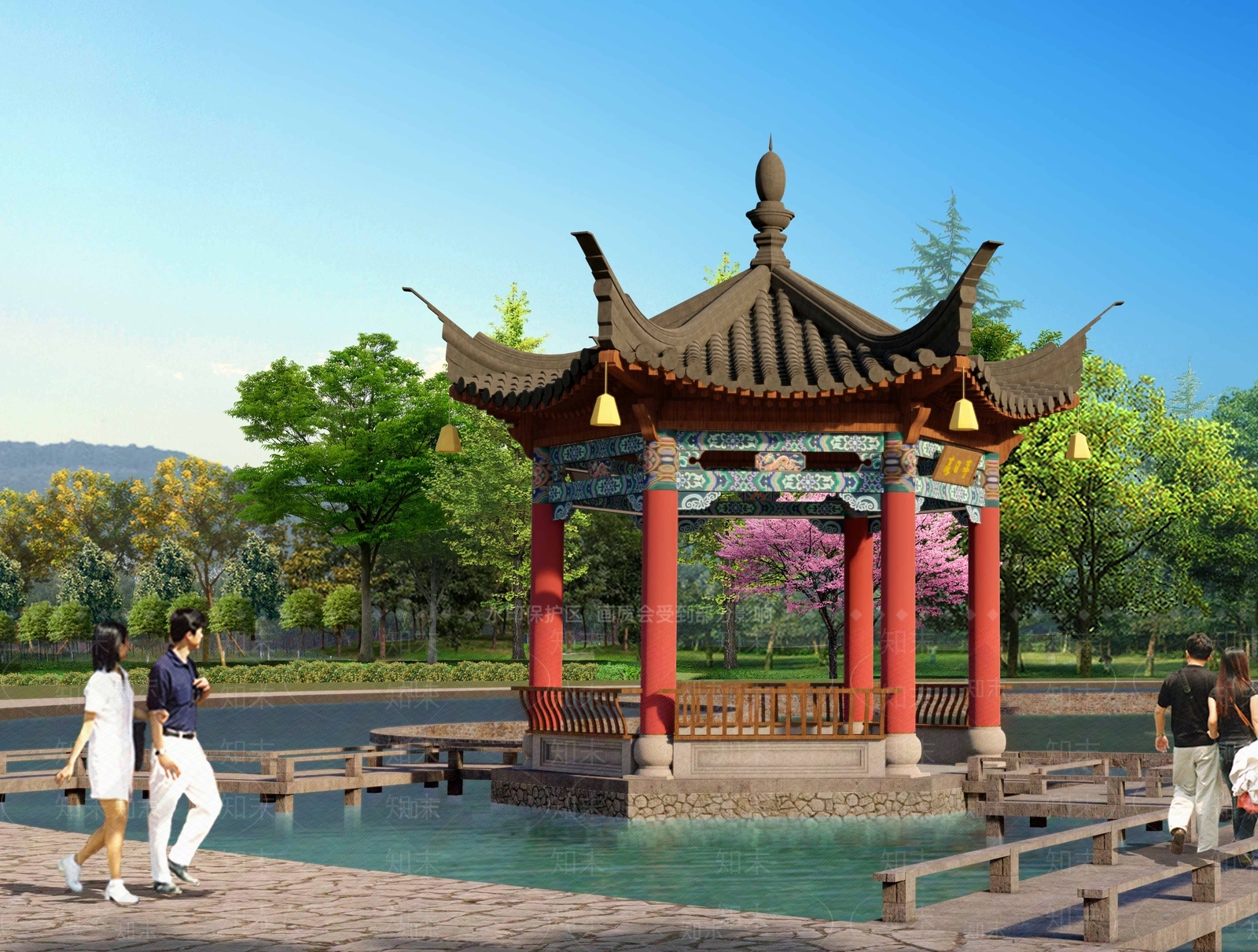 新中式亭子SU模型下载【ID:1140623892】
