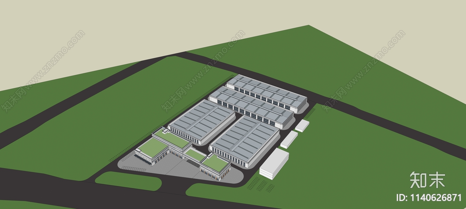 现代化厂房SU模型下载【ID:1140626871】