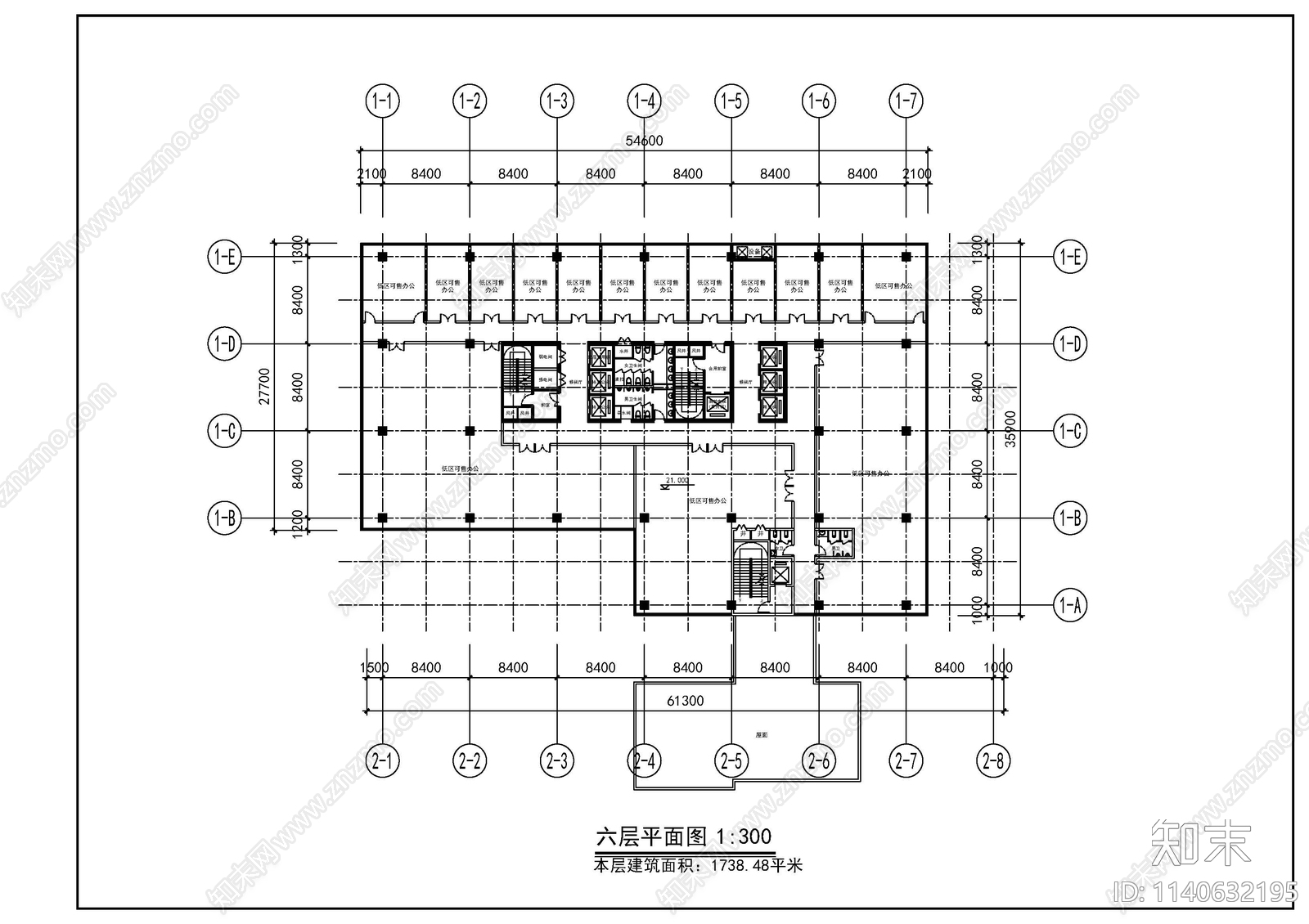 高层办公楼建筑平面图施工图下载【ID:1140632195】