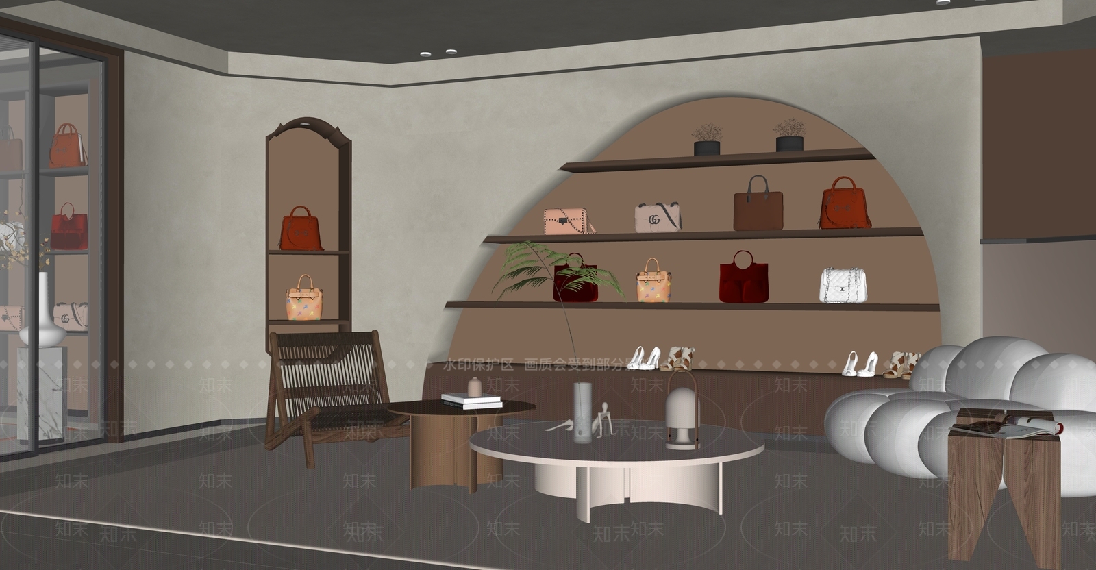 现代服装箱包店SU模型下载【ID:1140635451】