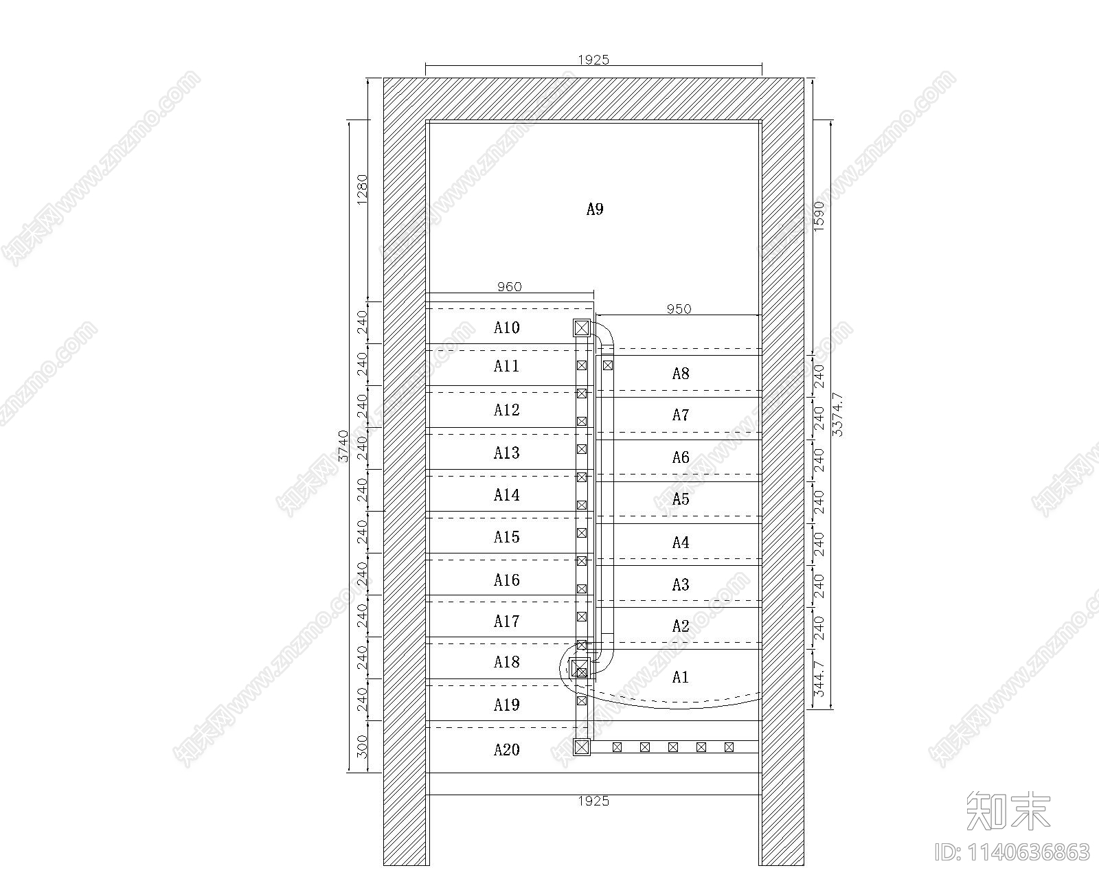 样板间楼梯施工图下载【ID:1140636863】