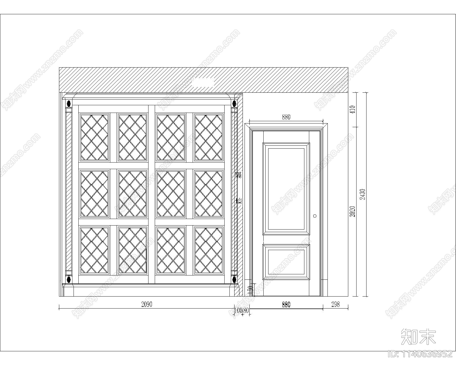 推拉门衣柜cad施工图下载【ID:1140636952】