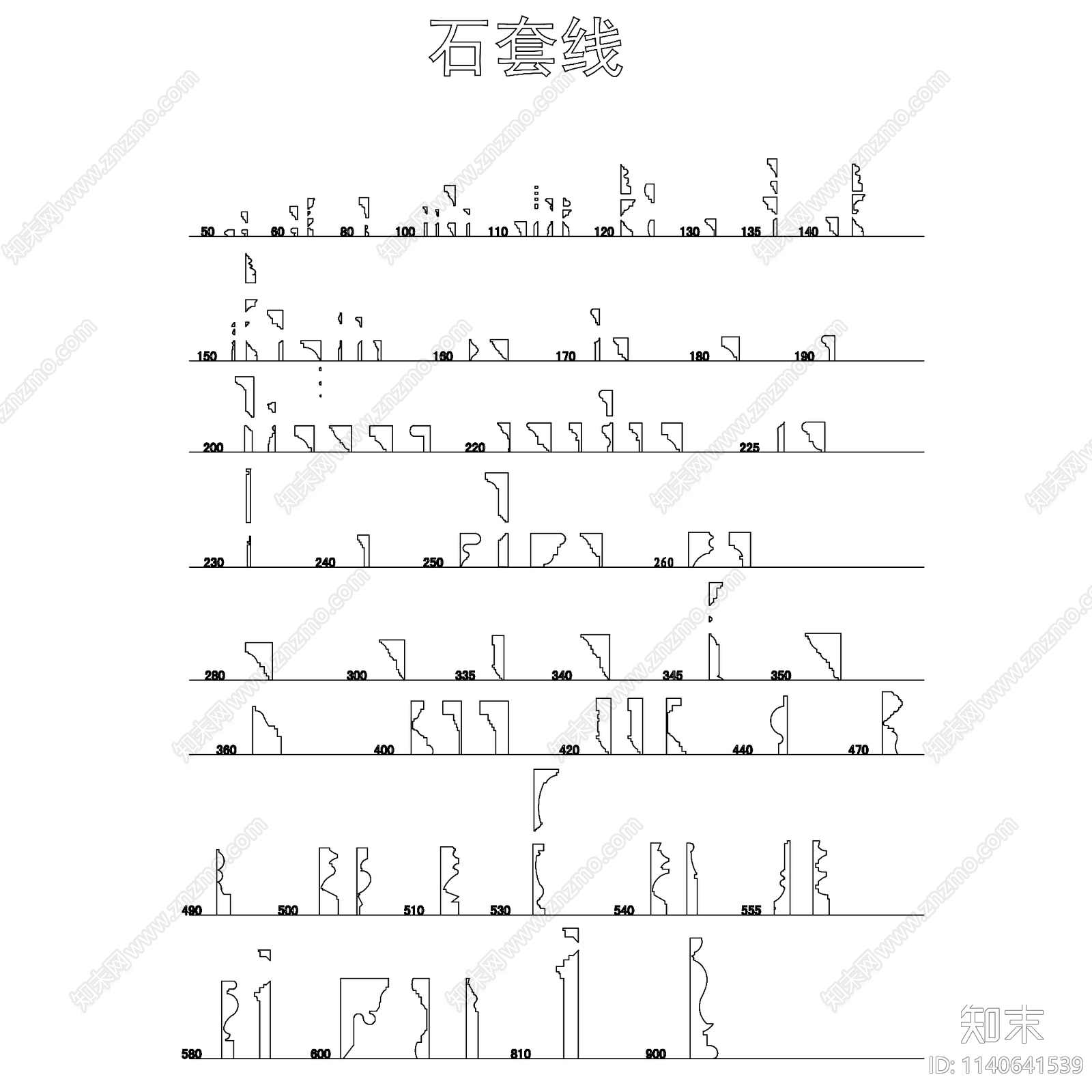 石膏线地脚线门套线木饰线施工图下载【ID:1140641539】