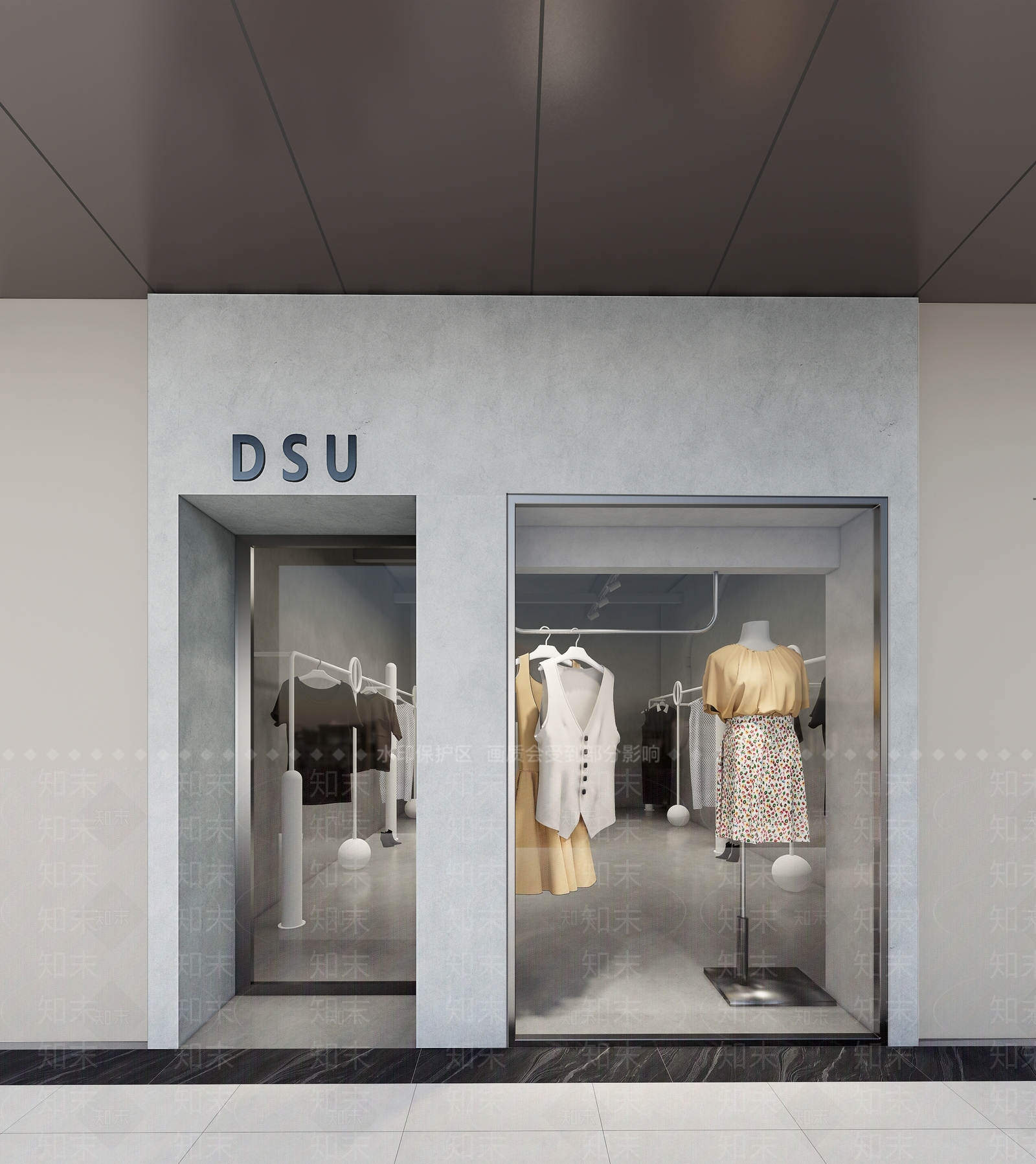 现代服装店门头门面SU模型下载【ID:1140642700】_知末su模型网