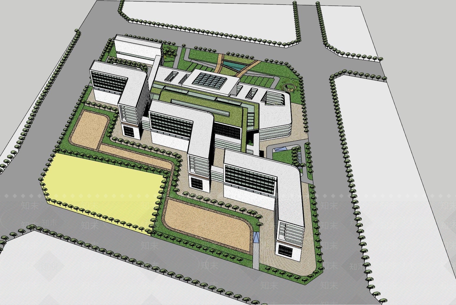 现代医疗建筑SU模型下载【ID:1141636981】