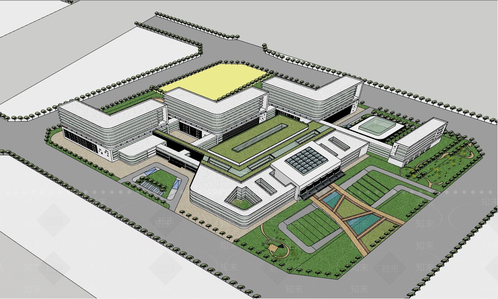 现代医疗建筑SU模型下载【ID:1141636981】
