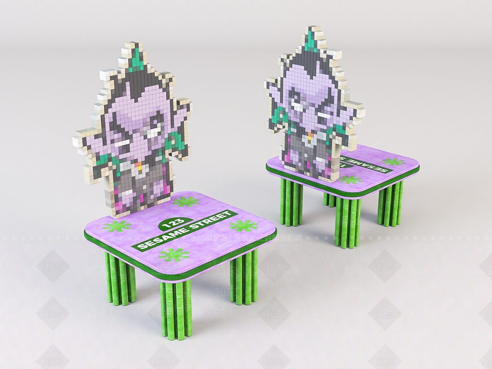 现代儿童卡通椅子3D模型下载【ID:1140645520】