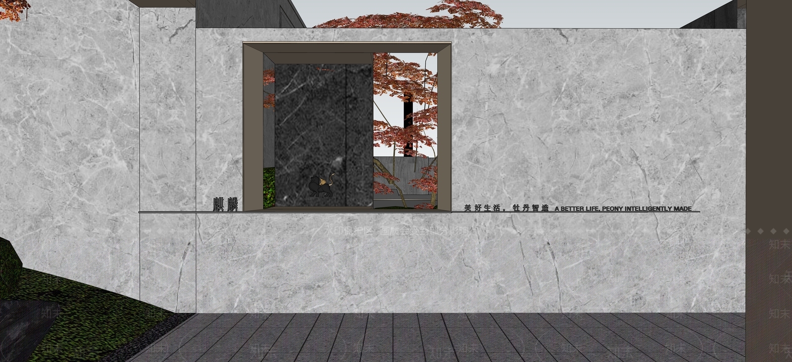 新中式庭院造景SU模型下载【ID:1140646613】