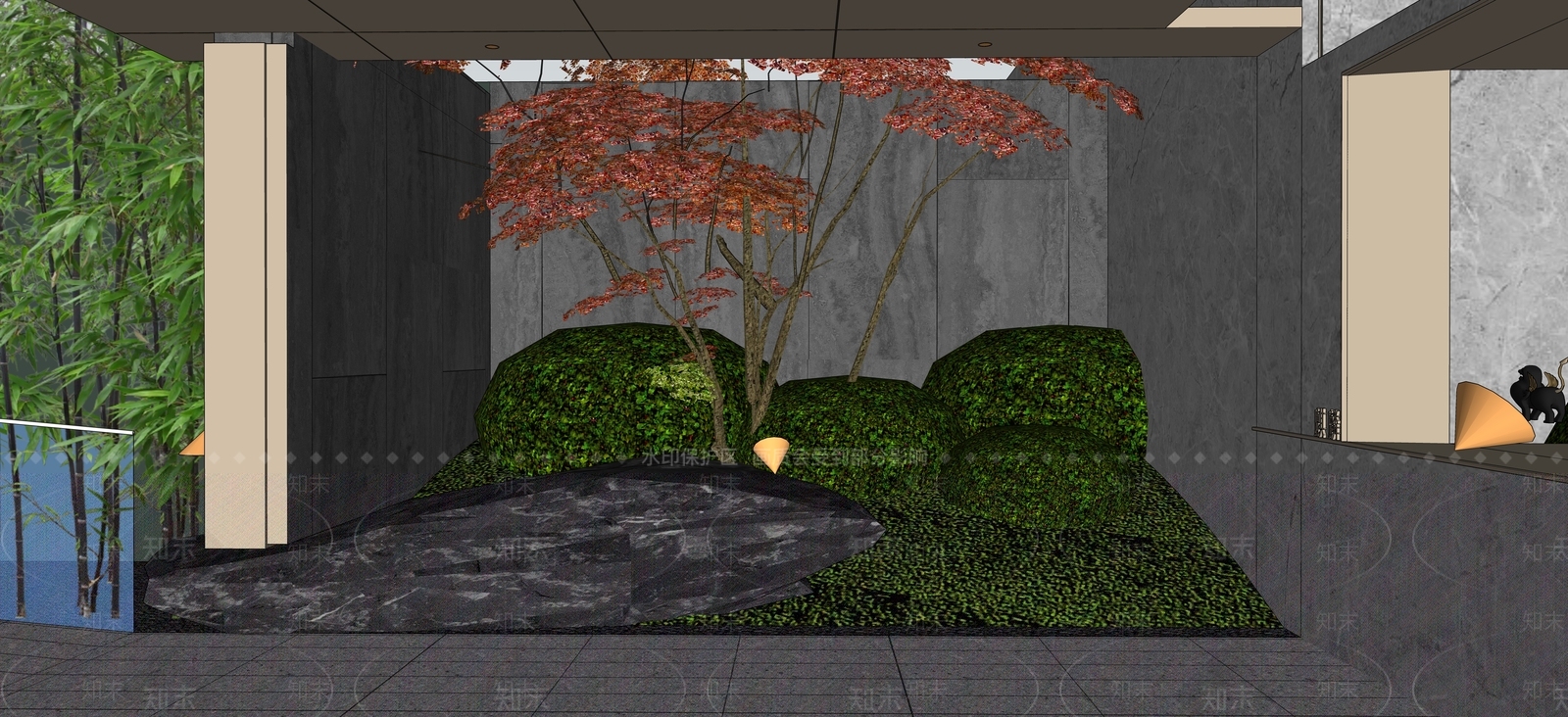 新中式庭院造景SU模型下载【ID:1140646613】