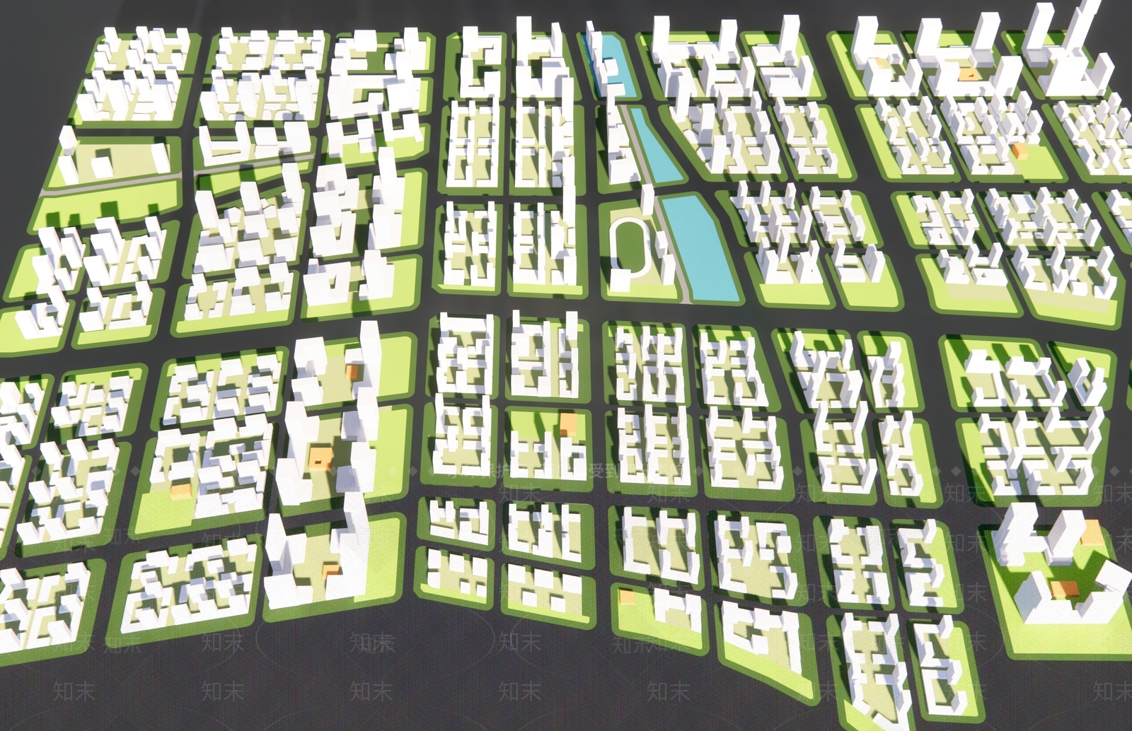 现代城市规划简模SU模型下载【ID:1140646853】