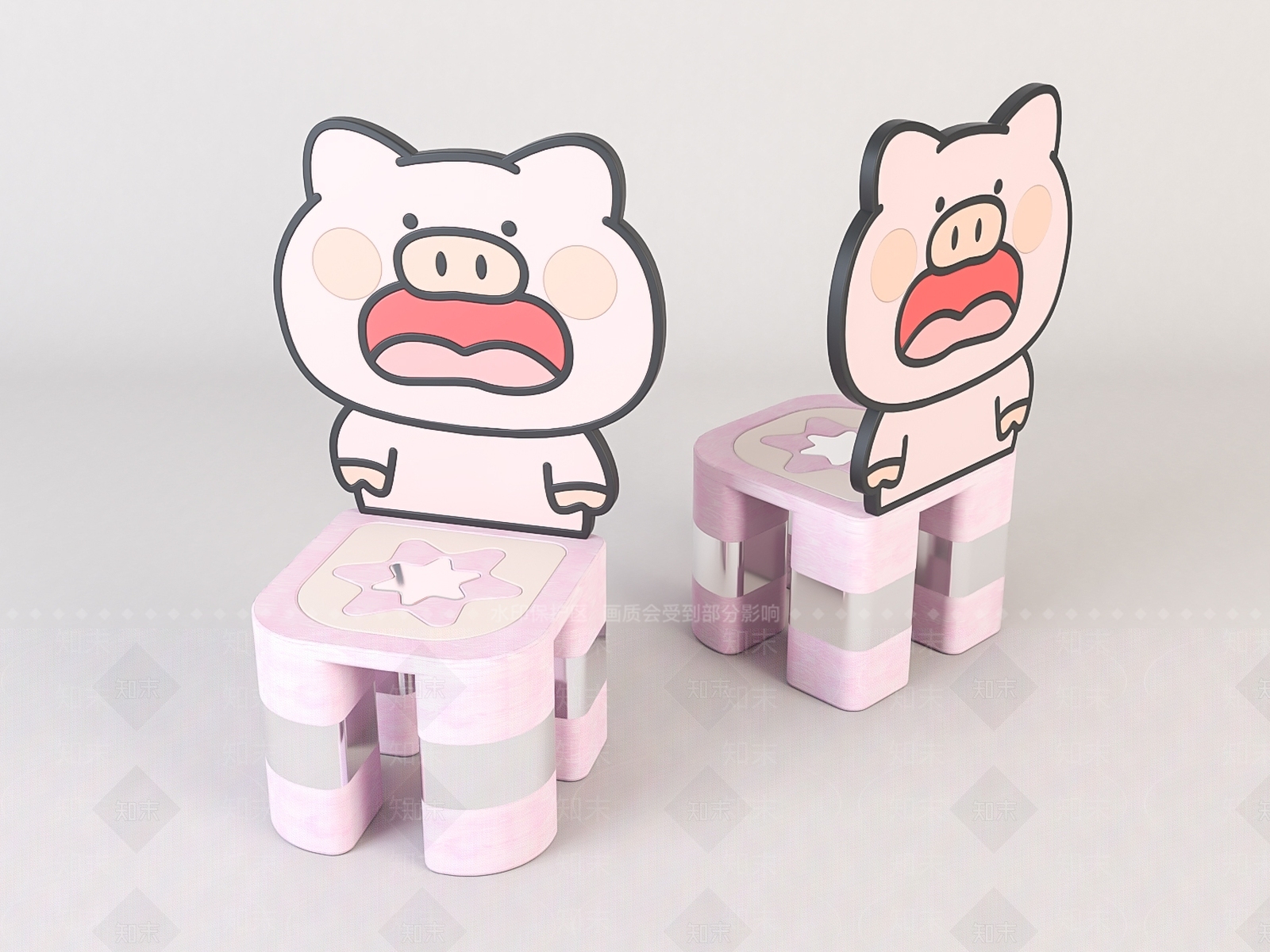 现代儿童卡通椅子3D模型下载【ID:1140647130】