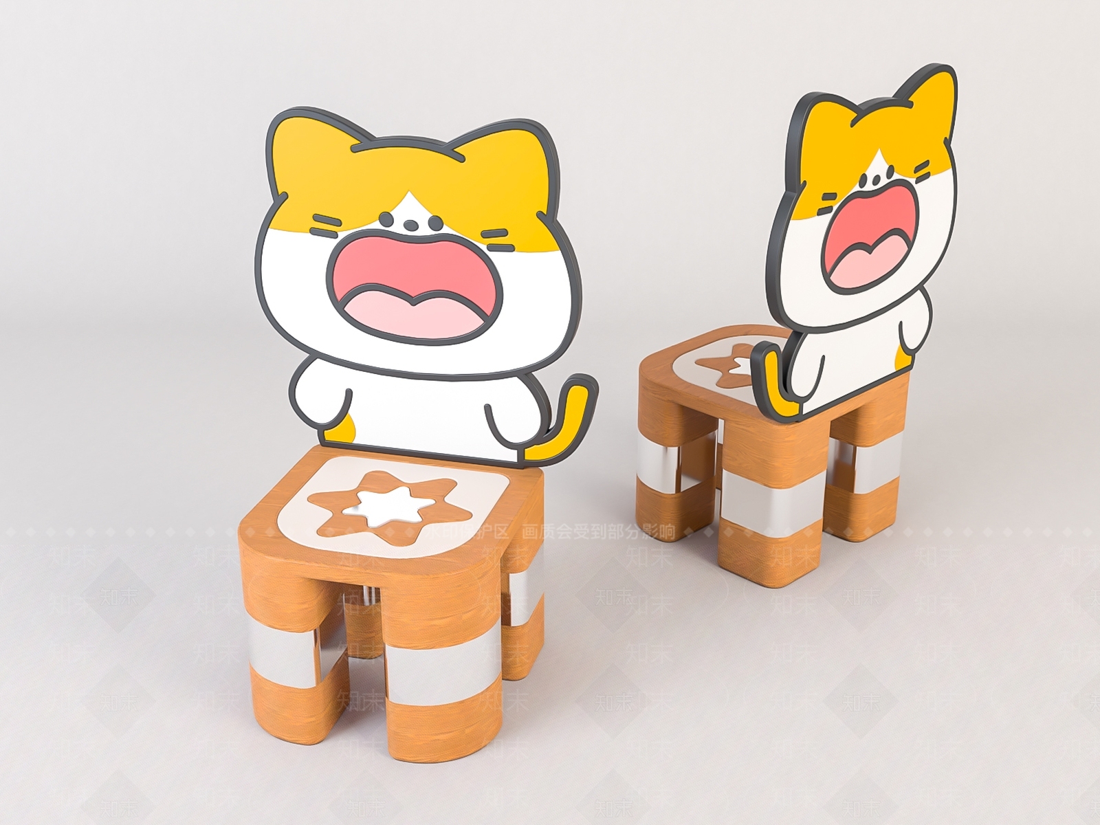 现代儿童卡通椅子3D模型下载【ID:1140647845】