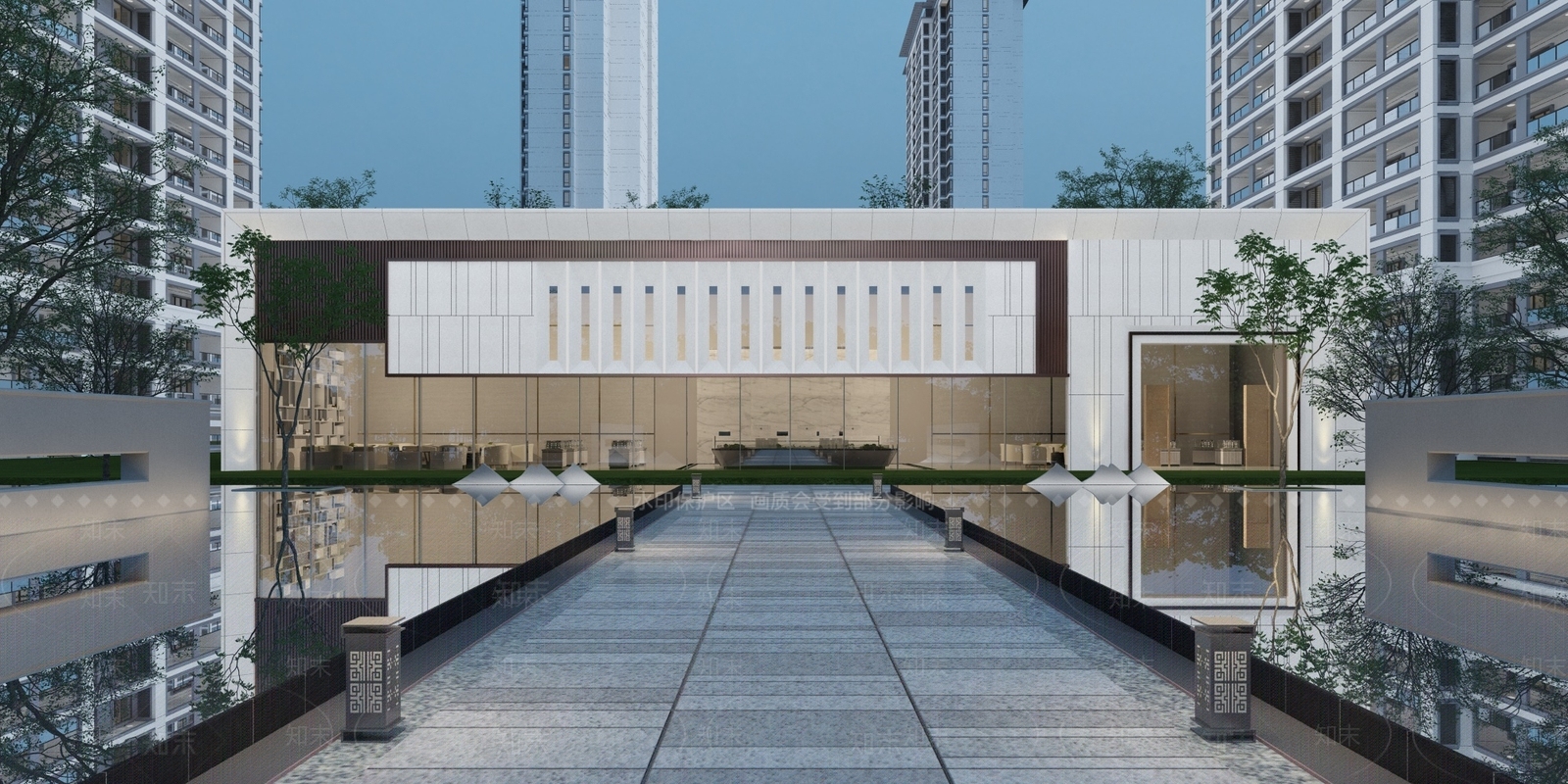 现代售楼处门头门面3D模型下载【ID:1140652910】