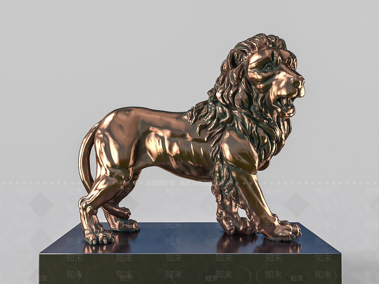 现代古铜狮子雕像摆件3D模型下载【ID:1140660952】