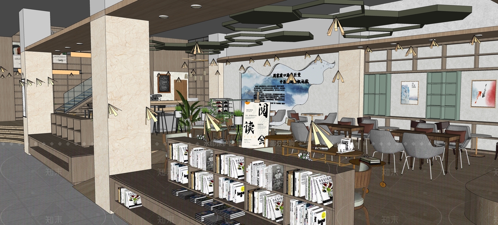 现代书店SU模型下载【ID:1140662185】