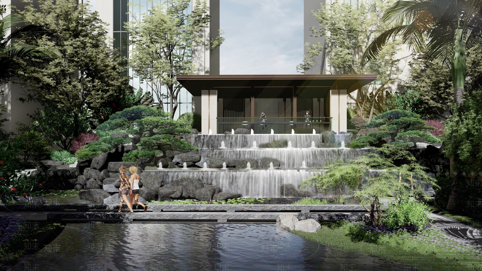 新中式小区景观SU模型下载【ID:1143830414】